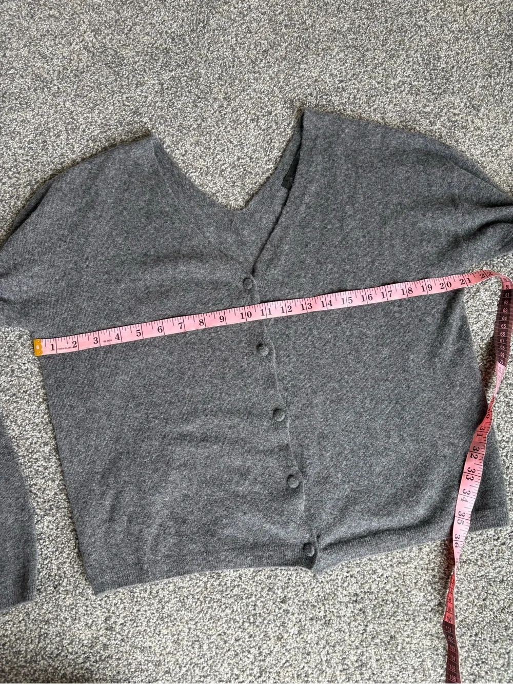 Zara Grey Wool Cashmere Double V Button Front Long Sleeve Cardigan size medium